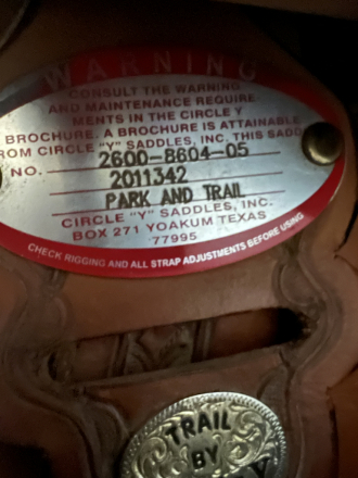 Tack ID: 570437 16” Circle Y Park and Trail - PhotoID: 155584 - Expires 27-Jun-2026 Days Left: 87